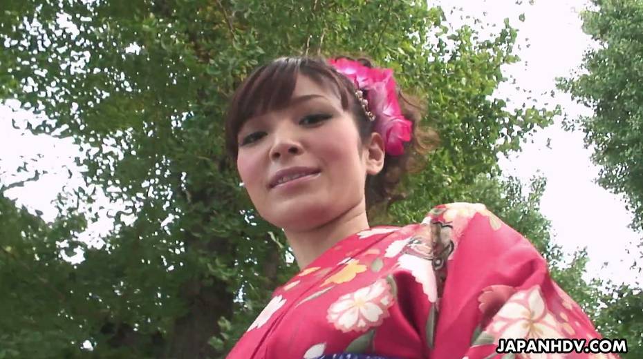 Seductive Japanese girl in kimono Yuria Tominaga gets her pussy finger fucked and licked - 2. pic