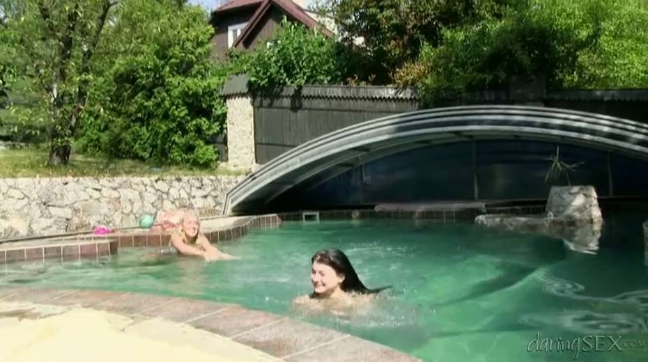 Radiating beauties toy fuck passionately by the poolside outdoor - 4. pic
