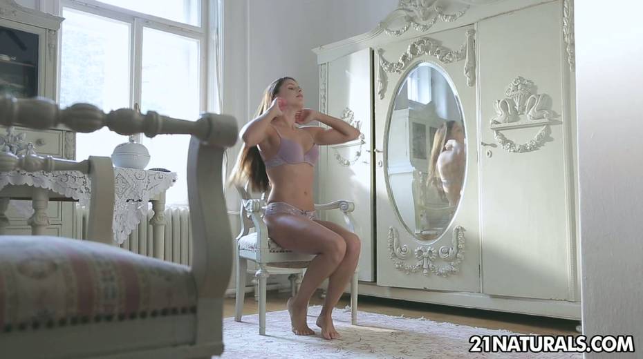 Oversexed angel is masturbating pussy in front of the mirror - 5. pic