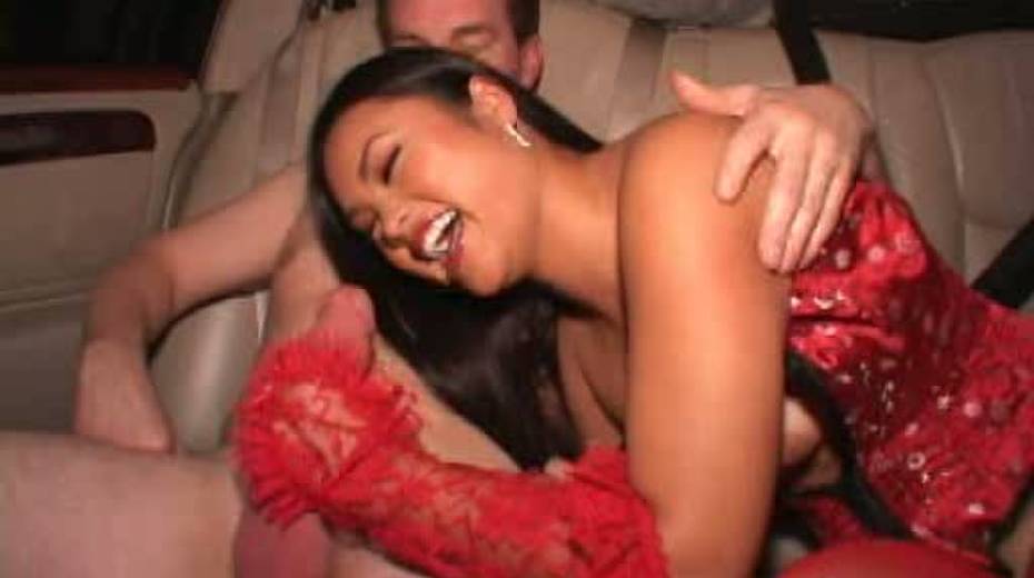 Delicious Thai bitch in red Ashley sucks white sweet cock on the back seat of car - 10. pic
