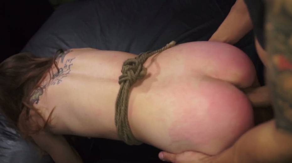 Tied up and spanked porn model Faye gets her mouth and pussy slammed - 17. pic
