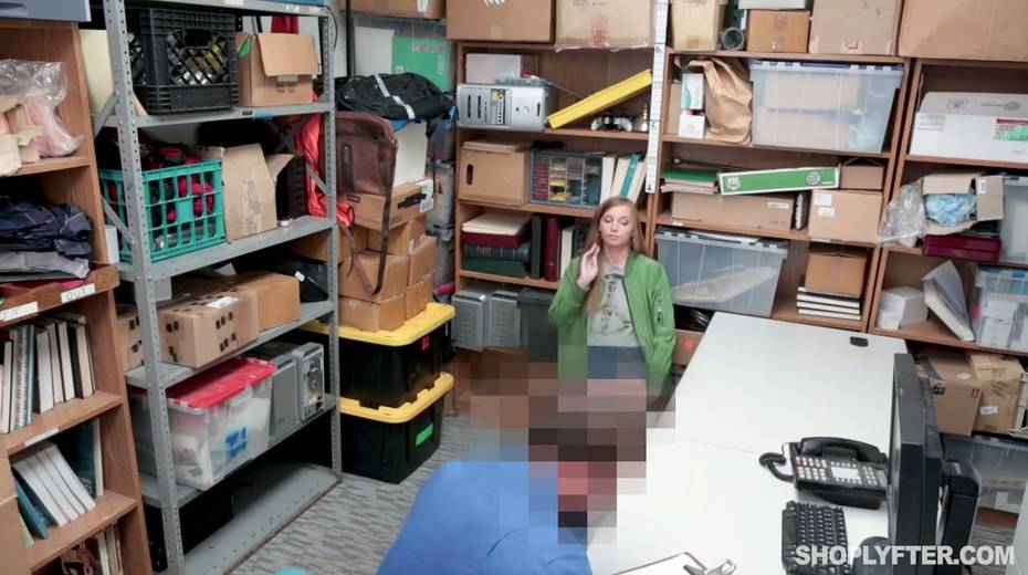 Shoplifting girl Ava Parker gets her pussy fucked right on the table in the back room - 2. pic