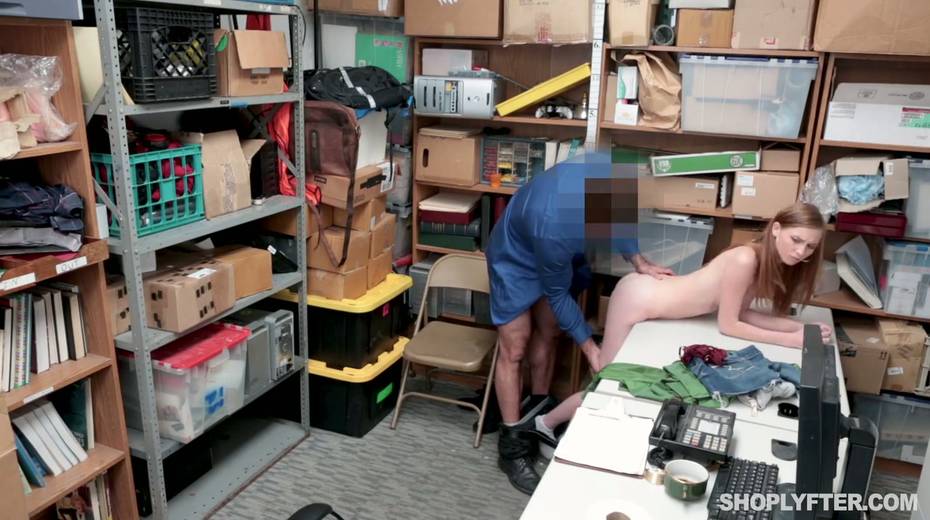 Shoplifting girl Ava Parker gets her pussy fucked right on the table in the back room - 20. pic