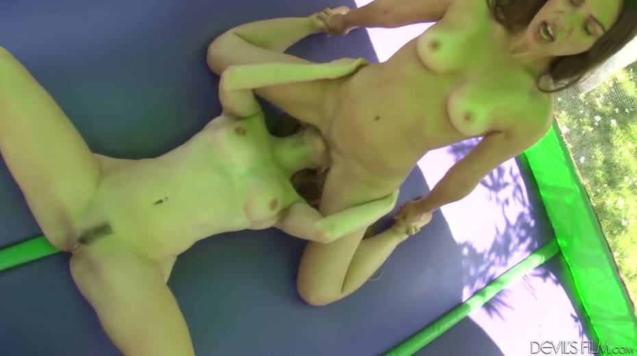 Two playful chicks enjoy jumping and eating each others pussies - 16. pic