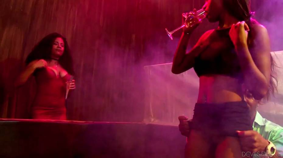 Ebony chick Misty Stone and her nasty GF are fucked by two dudes - 5. pic