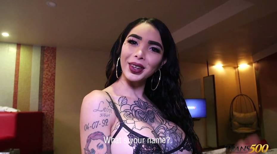 Tattooed big bottomed and juggy ladyboy Katy Leon is eager for your hard big dick - 2. pic