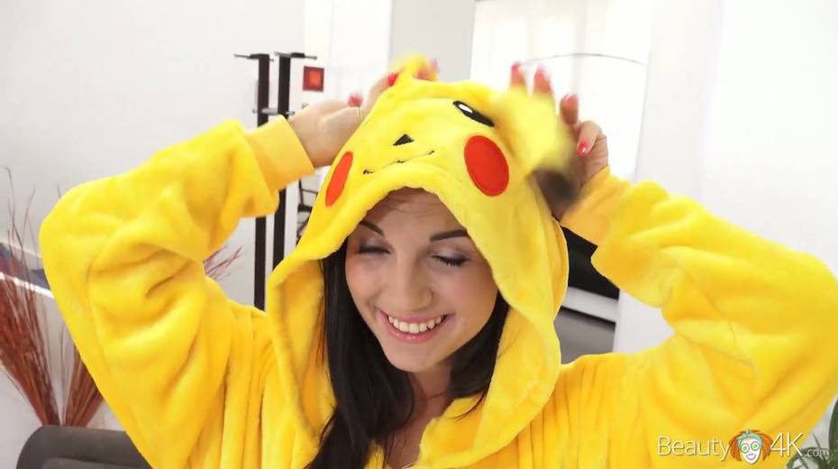 Lovely teen wearing pikachu pijama Kristy Black enjoys having crazy sex fun with her boyfriend - 2. pic