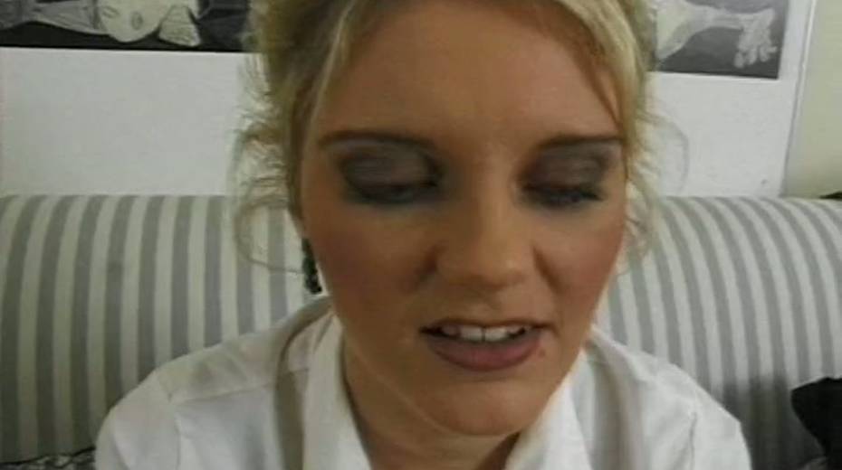 Whorable blonde MILF unbuttons her blouse and flashes big titties - 10. pic