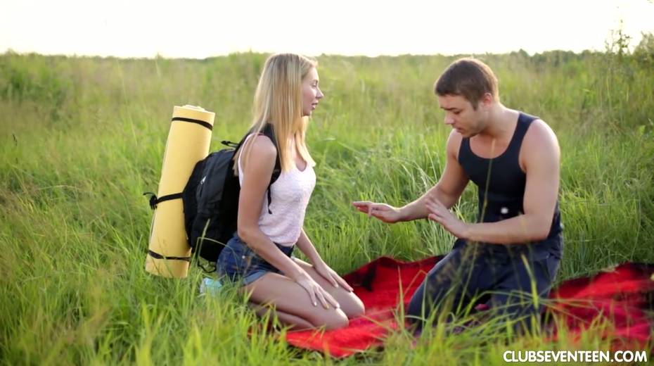 Beautiful girlfriend Kika is making love with her boyfriend in the field at sunset - 4. pic