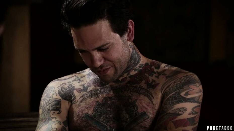 Two sex-hungry chicks are fucked by one horny tattooed stud - 15. pic