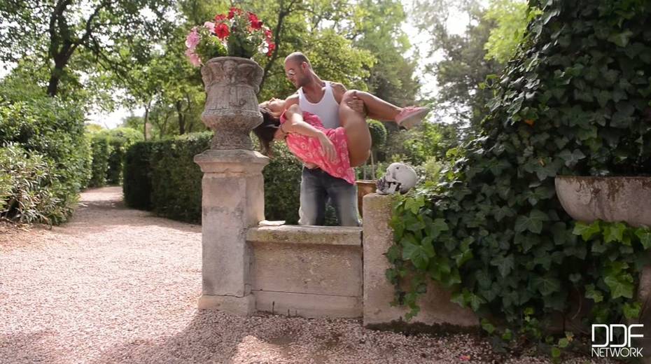 Horny guy fucks tied up and restrained brunette slut outdoor - 2. pic