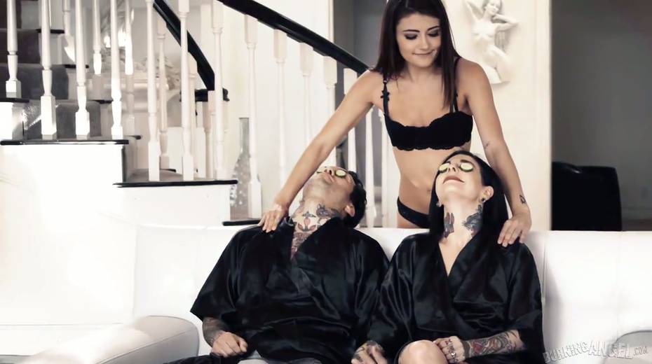Whorish teen Adria Rae is fucked by Joanna Angel and her husband - 4. pic