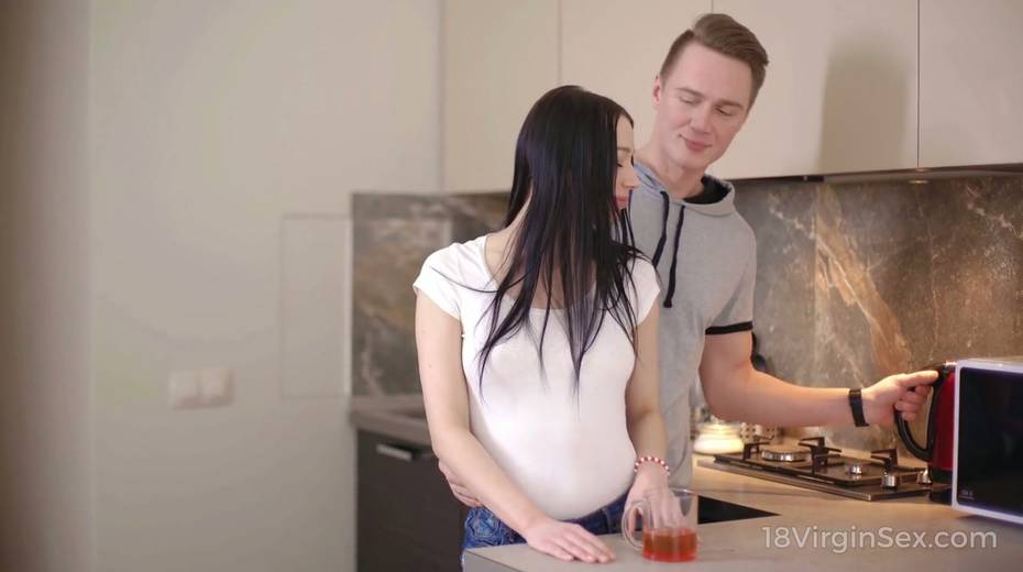 Cute 19 yo brunette Alexis Crystal is having sex for the first time - 2. pic