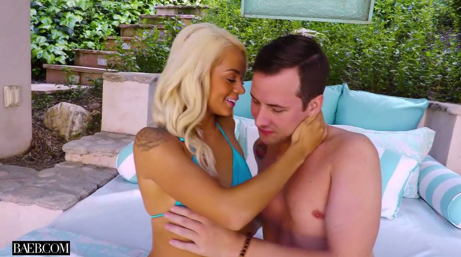 Well endowed stud fucks petite blonde Elsa Jean by the poolside - 5. pic