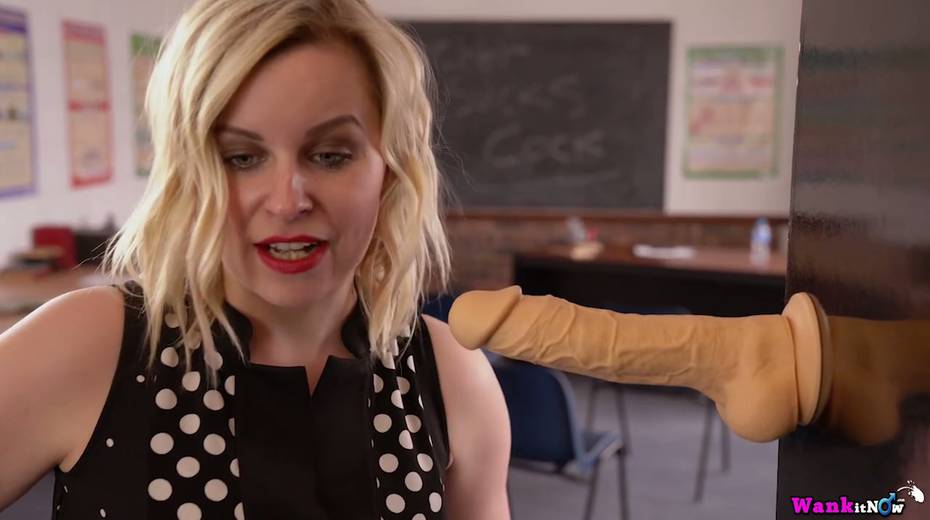 Naughty teacher Anna Belle is playing with her suction cup dildo - 5. pic