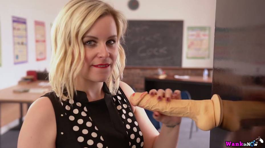 Naughty teacher Anna Belle is playing with her suction cup dildo - 10. pic