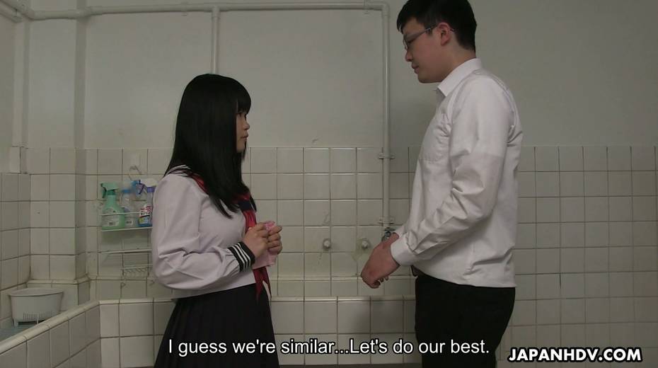Filthy Japanese student Sayaka Aishiro gives a blowjob and tugjob in the toilet - 7. pic