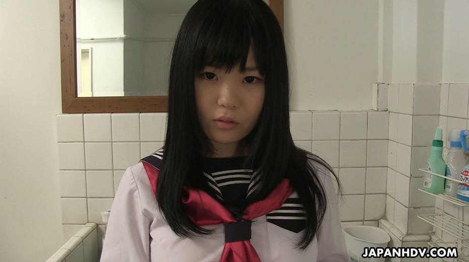 Filthy Japanese student Sayaka Aishiro gives a blowjob and tugjob in the toilet - 12. pic
