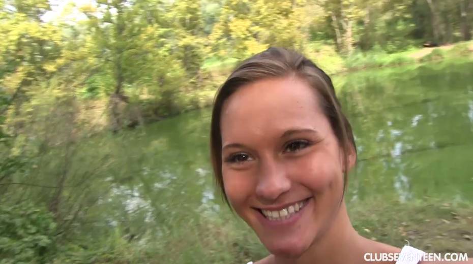 Young 19 yo chick Naomi Bennet is playing with her favorite sex toy outdoor - 2. pic