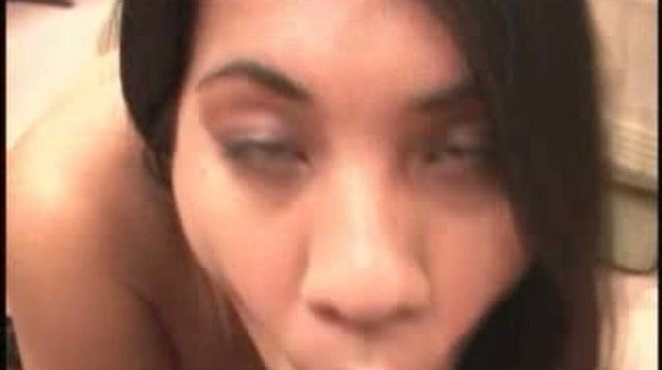 Cute long haired Asian beauty bows above long dick to give really nice BJ - 2. pic