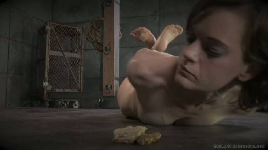 Sex-slave is lying on the cold floor and eating food - 3. pic