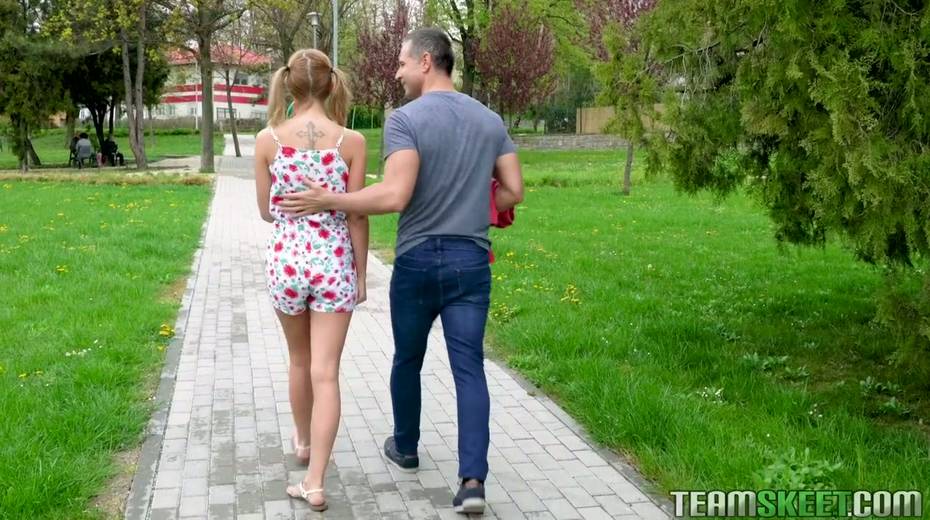 Pigtailed teen with braces Poppy Pleasure is having quickie with one stranger guy - 5. pic
