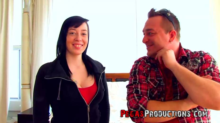 Young Canadian brunette Melissa Foxxx gets intimate with bad fat guy - 2. pic