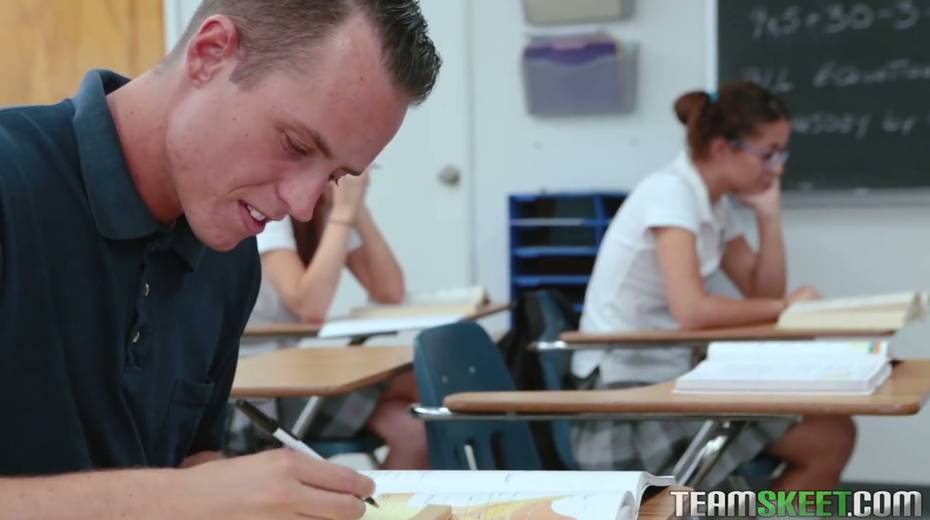 Good girl Izzy Bell is fucked hard right in front of her sleeping teacher - 3. pic