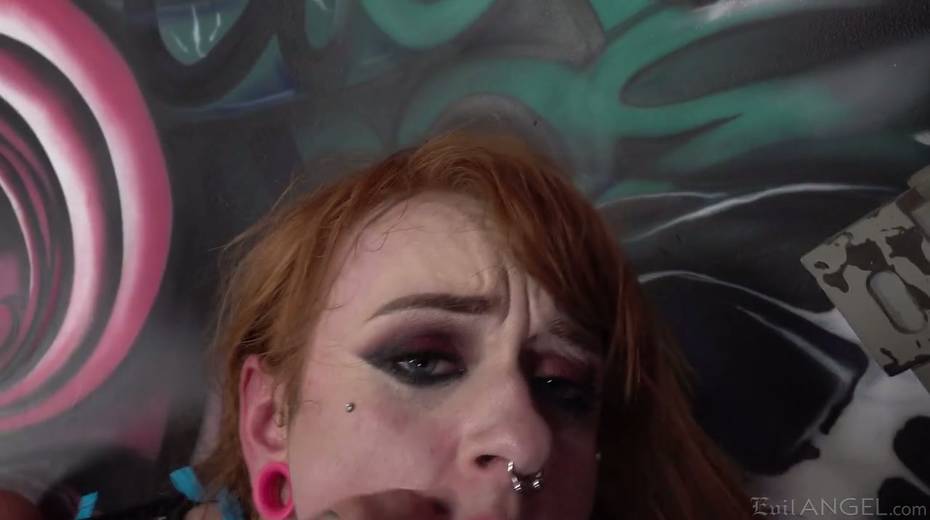 Red haired tattooed hooker Azura Alii gets her anus rammed and stretched - 19. pic