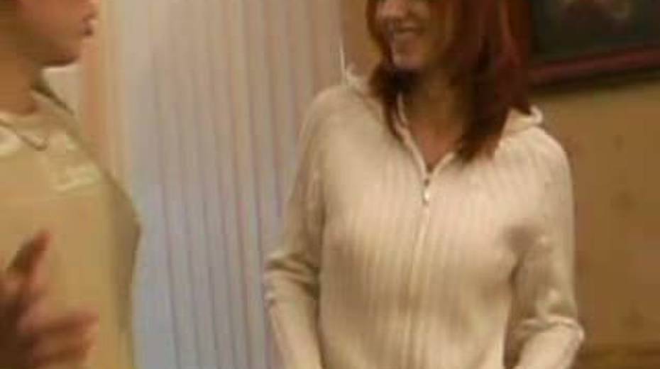 Two best friends fuck nasty red haired gal on the floor - 11. pic