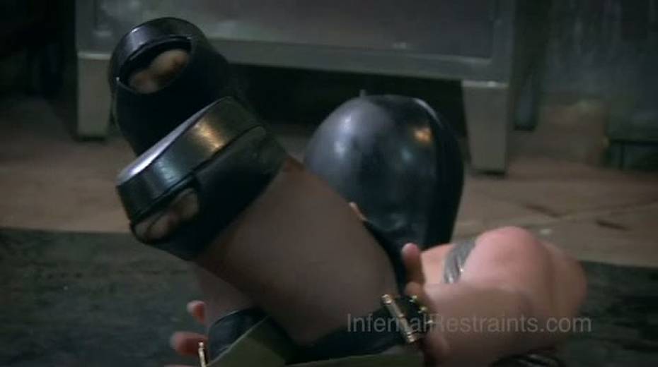 Chick in rubber mask is lying on the floor and waiting for master - 5. pic