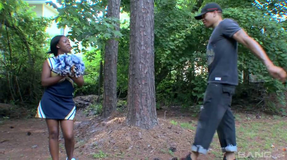 Ebony cheerleader Slim Goodies gets her pussy fucked by horny black fellow - 2. pic