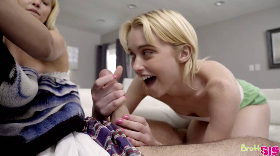 Slutty chick Sophia Lux and her nasty girlfriend give a blowjob to sleeping stepdad - 3. pic