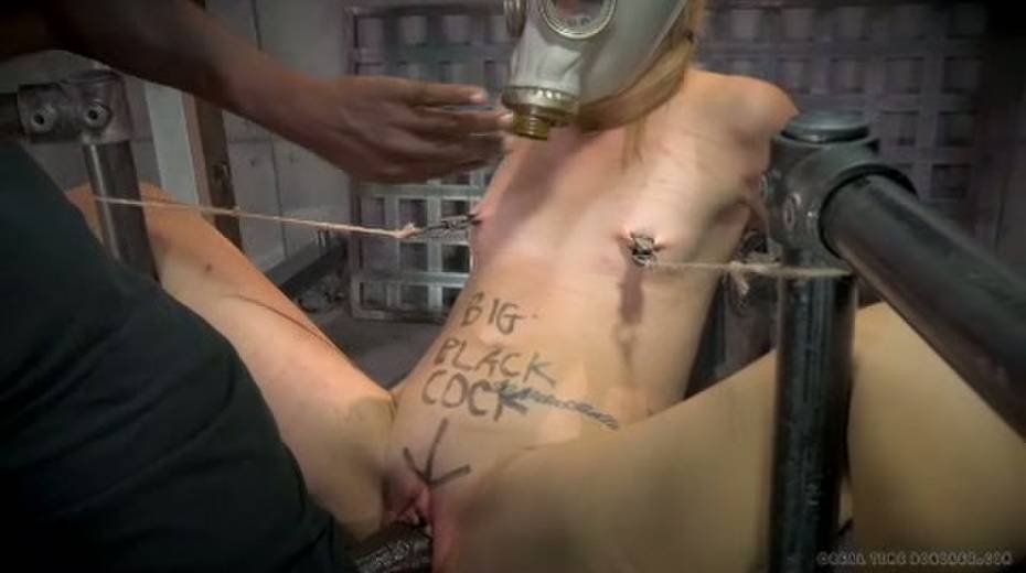 Restrained chick in gas mask is fucked by brutal BBC - 13. pic