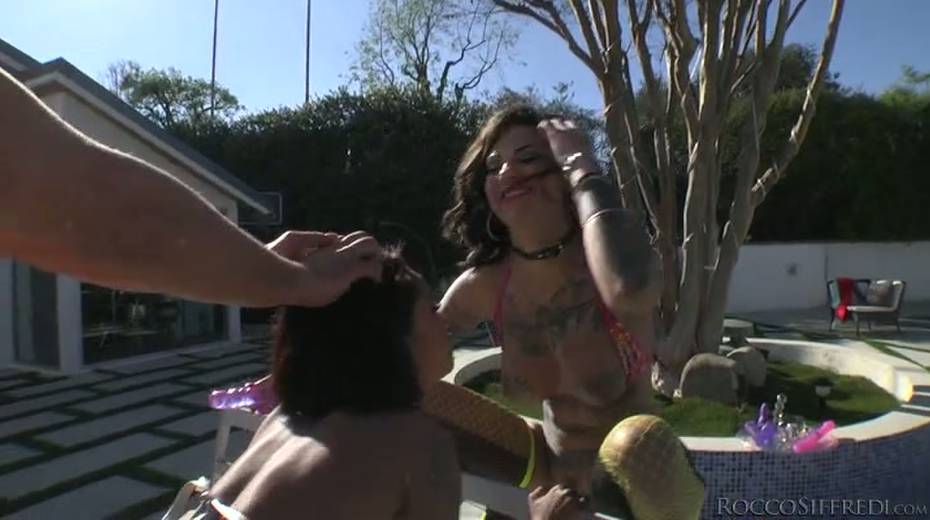 Dude drills two nasty lesbians in neon fishnet stockings outdoor - 6. pic