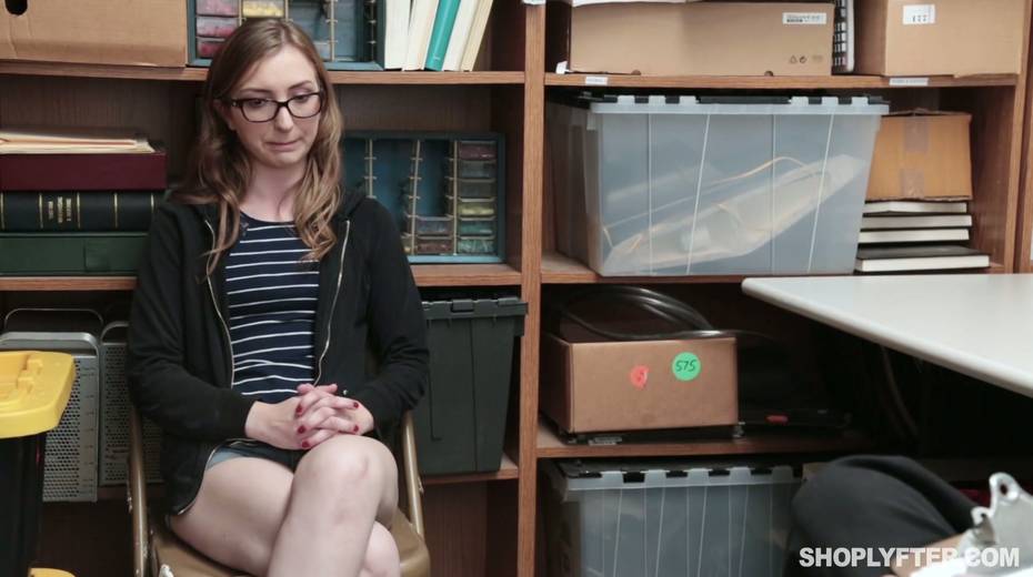 Four eyed chick Gracie May Green is punished for shoplifting in the back room - 3. pic