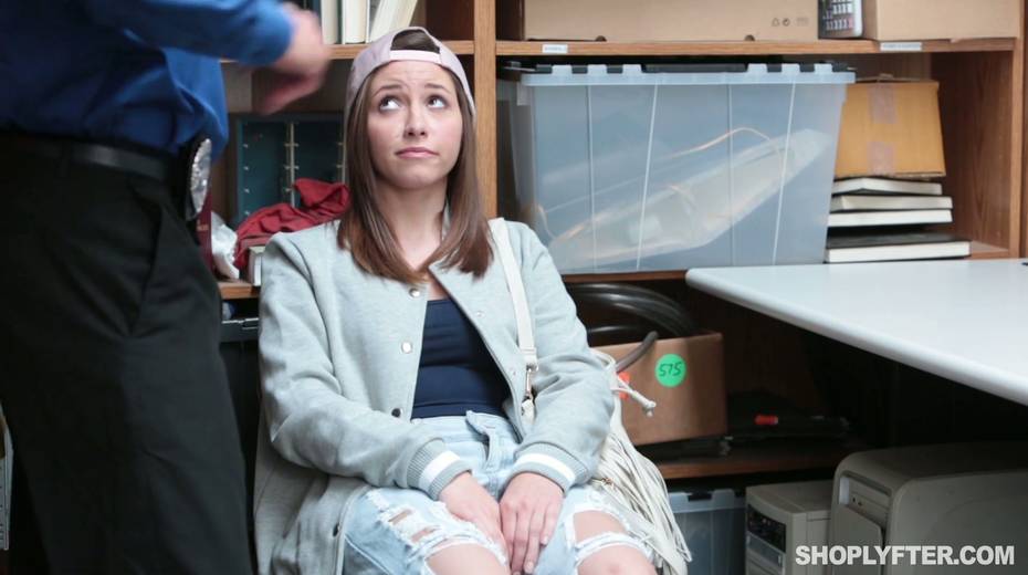 Shoplifting cute girl Hayden Hennessy gets her pussy punished in the back room - 2. pic