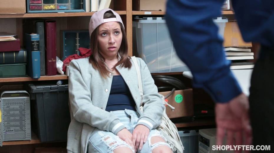 Shoplifting cute girl Hayden Hennessy gets her pussy punished in the back room - 3. pic