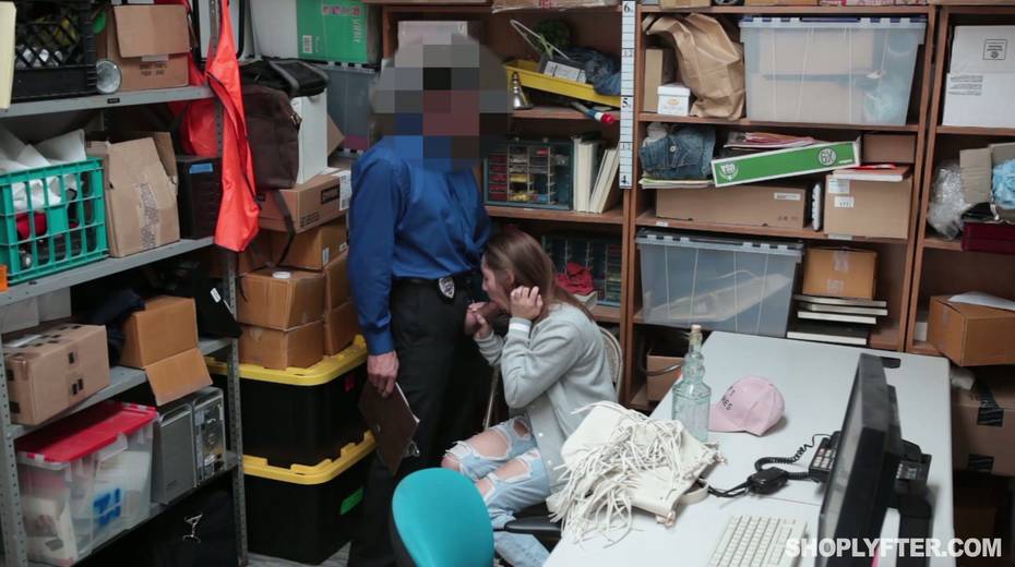Shoplifting cute girl Hayden Hennessy gets her pussy punished in the back room - 5. pic