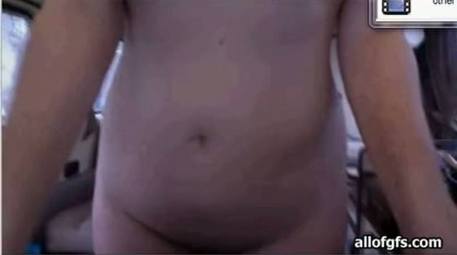 A bit plump pale brunette flashes her natural tits and booty in the van - 3. pic
