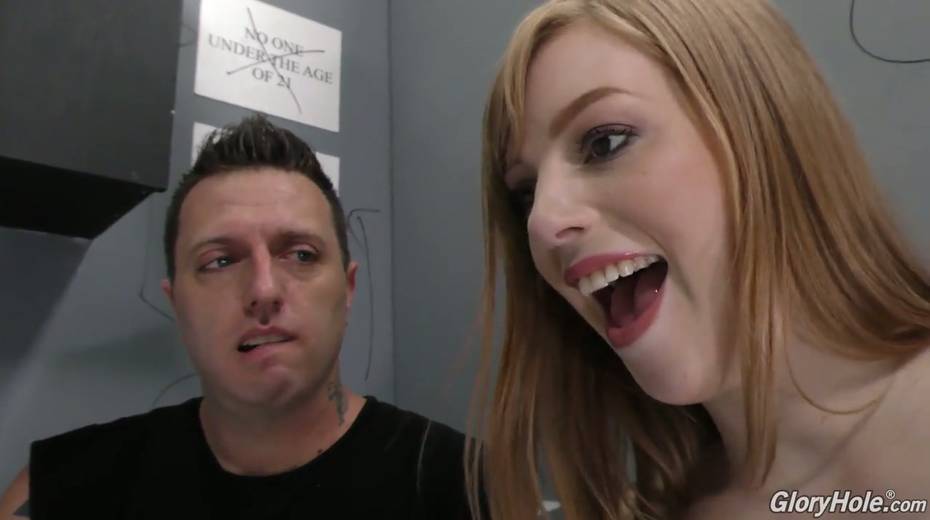 Filthy chick Dolly Leigh and her boyfriend are visiting a glory hole room - 5. pic