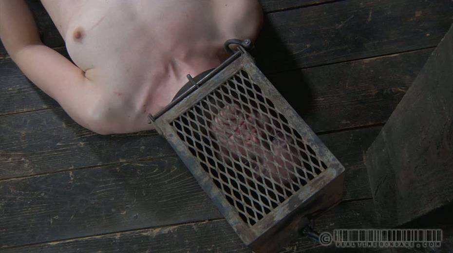 Chick with metal box on her head moans and fucks her clit with vibrator - 10. pic
