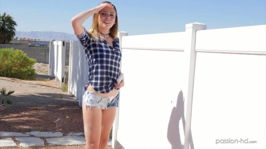 Lovely girlfriend Alex Blake gets her nice muff fucked outdoor - 3. pic