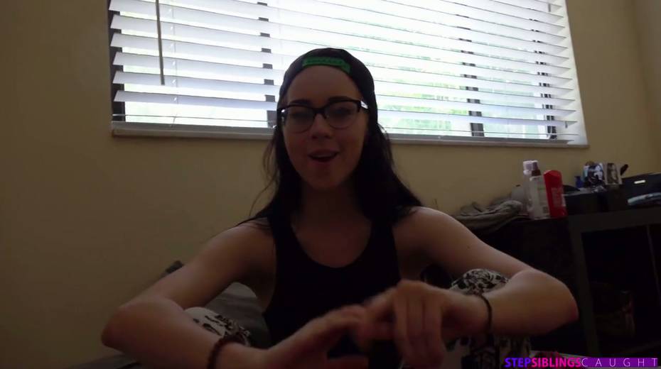 Four eyed stepsister Bambi Black shows off her creampied pinkish hole - 4. pic