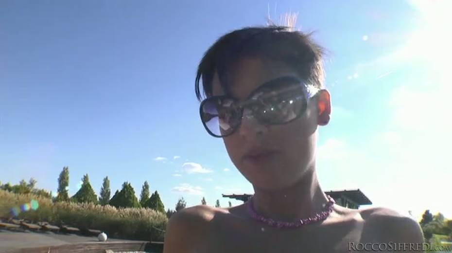 Two wanton dark haired chicks please one rich guy outdoors - 9. pic