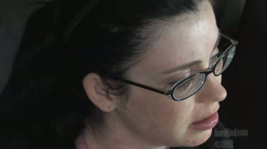 Nerdy brunette in short kilt skirt is punished by horny college principle - 3. pic