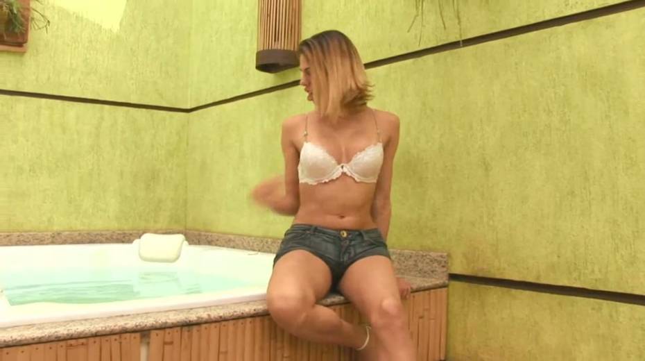 Leggy shemale Bia Bastos fucks anal hole of one bisexual dude - 3. pic
