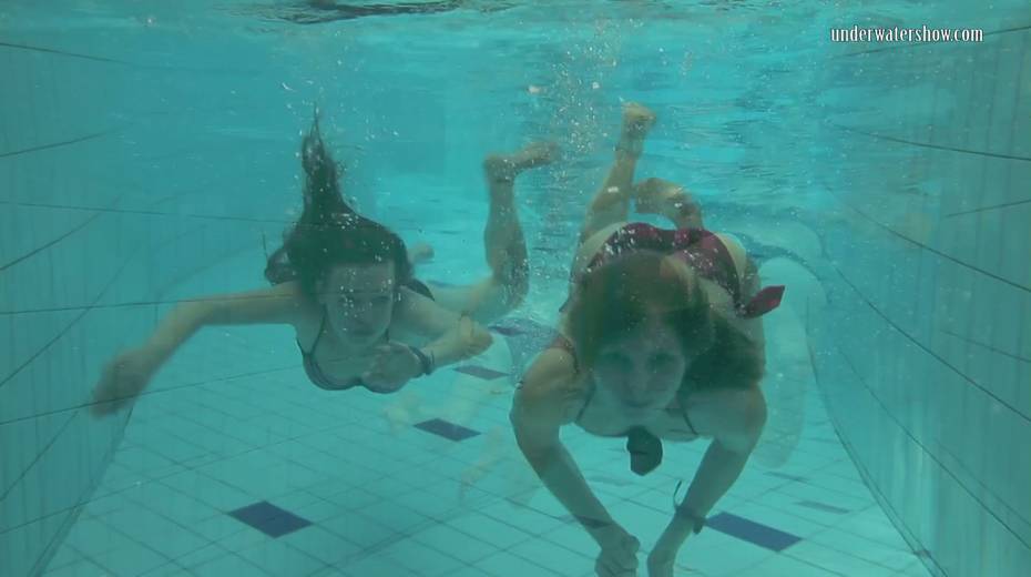 Two swimming babes undress under the water and do tricks - 4. pic