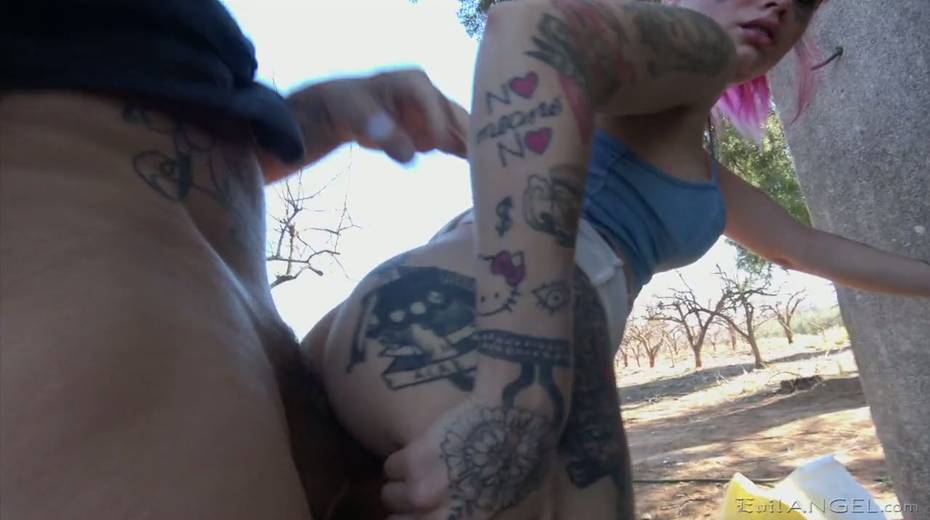 Tattooed emo whore Candy Doll gives a blowjob in the car and gets fucked in public - 9. pic