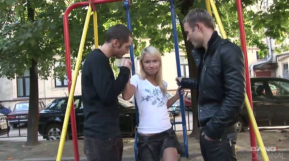 Two horny guys pick up one sweet blond teen and fuck her crazy anal hole - 3. pic